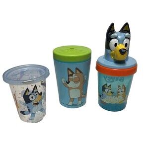 Lot of 3 BLUEY BINGO Cups Tumblers.  Straws Are NOT Included.